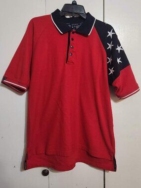 Rock Point Freedom Polo Shirt Men XL Red Blue White Stars Patriotic USA Flag